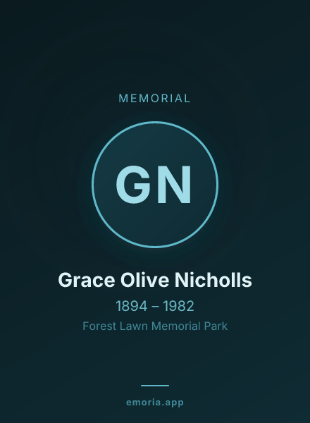 Memorial portrait of Grace Olive Nicholls