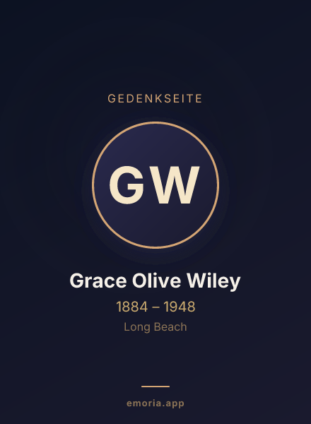 Gedenkportrait von Grace Olive Wiley