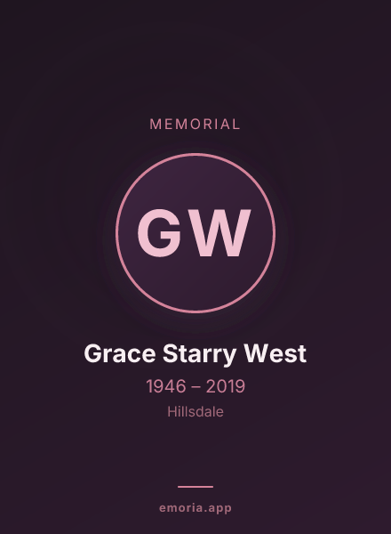 Memorial portrait of Grace Starry West