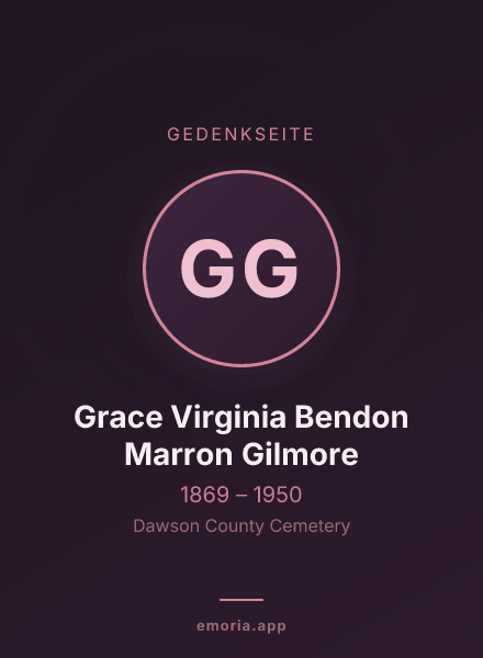 Gedenkportrait von Grace Virginia Bendon Marron Gilmore