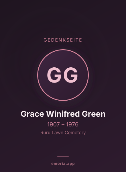 Gedenkportrait von Grace Winifred Green