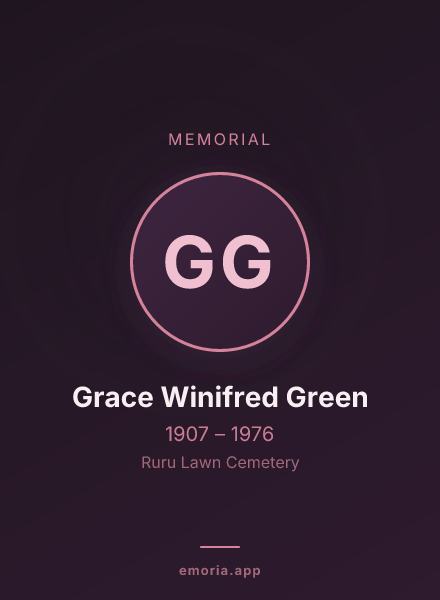 Memorial portrait of Grace Winifred Green