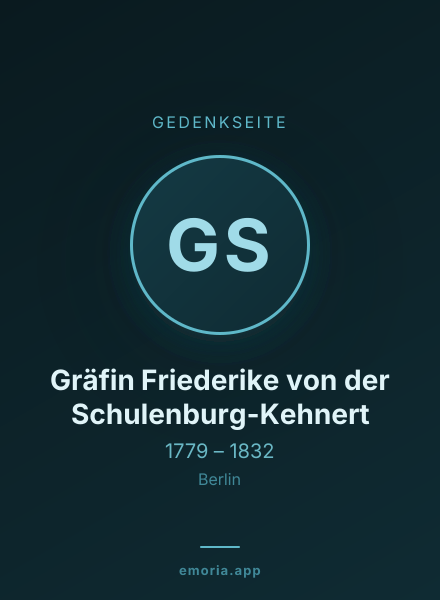 Gedenkportrait von Gräfin Friederike von der Schulenburg-Kehnert