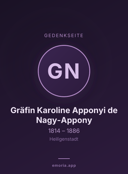 Gedenkportrait von Gräfin Karoline Apponyi de Nagy-Appony