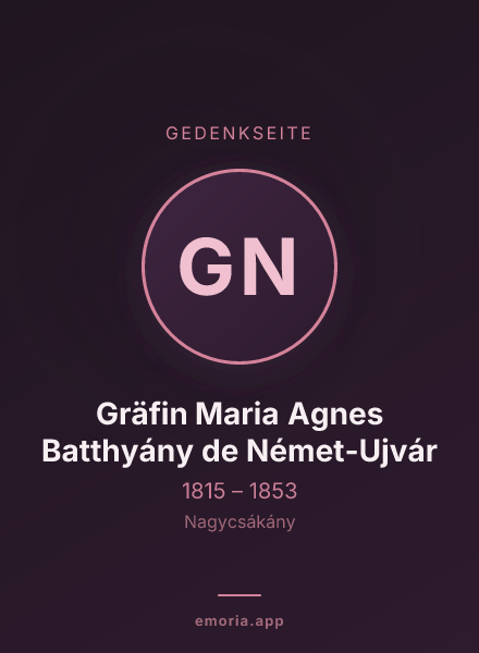 Gedenkportrait von Gräfin Maria Agnes Batthyány de Német-Ujvár