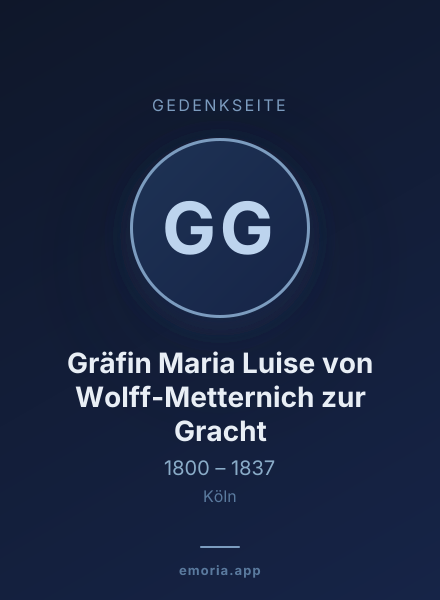 Gedenkportrait von Gräfin Maria Luise von Wolff-Metternich zur Gracht