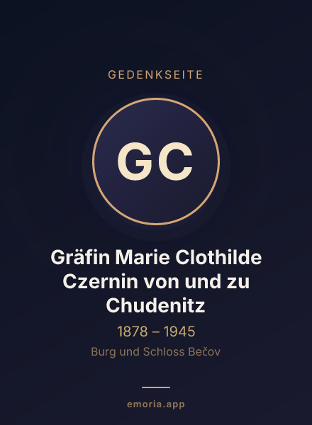 Gedenkportrait von Gräfin Marie Clothilde Czernin von und zu Chudenitz