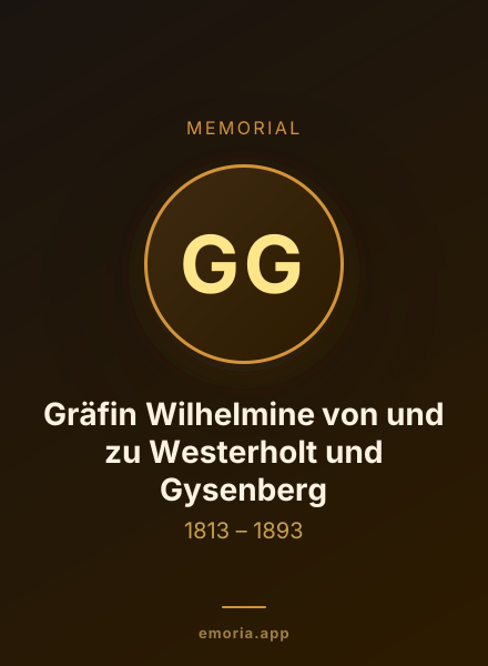 Memorial portrait of Gräfin Wilhelmine von und zu Westerholt und Gysenberg