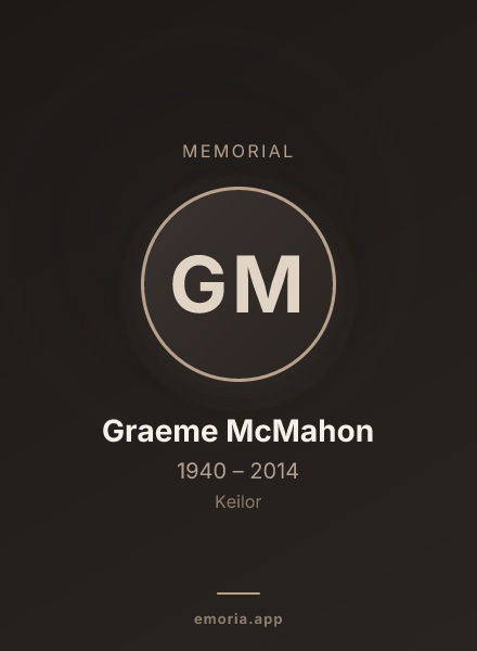 Memorial portrait of Graeme McMahon