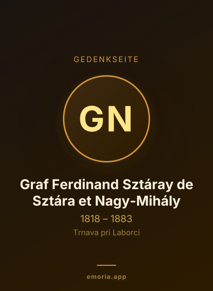 Gedenkportrait von Graf Ferdinand Sztáray de Sztára et Nagy-Mihály
