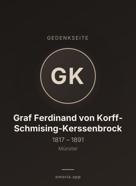 Gedenkportrait von Graf Ferdinand von Korff-Schmising-Kerssenbrock