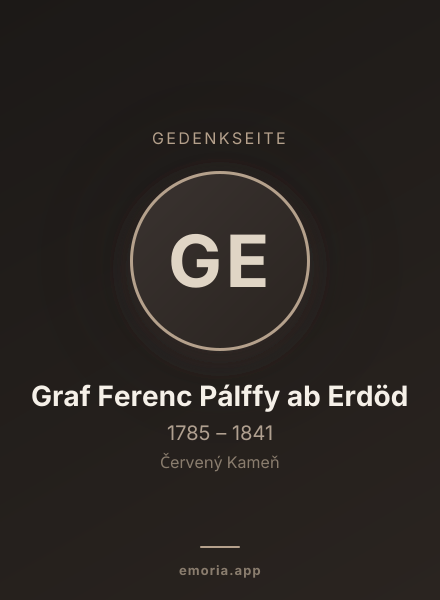 Gedenkportrait von Graf Ferenc Pálffy ab Erdöd