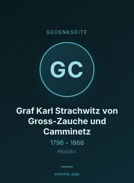Gedenkportrait von Graf Karl Strachwitz von Gross-Zauche und Camminetz