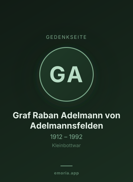 Gedenkportrait von Graf Raban Adelmann von Adelmannsfelden
