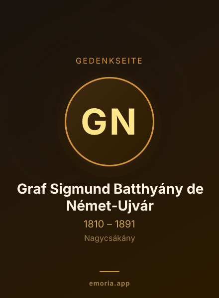 Gedenkportrait von Graf Sigmund Batthyány de Német-Ujvár