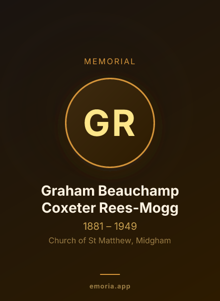 Memorial portrait of Graham Beauchamp Coxeter Rees-Mogg