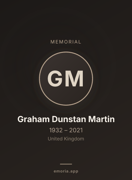 Memorial portrait of Graham Dunstan Martin