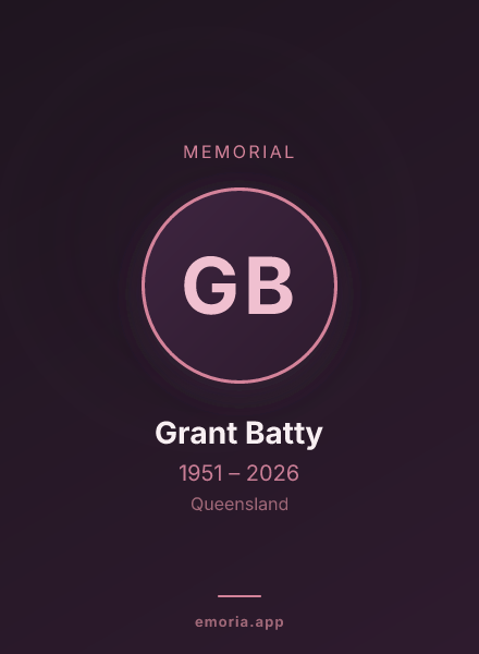 Memorial portrait of Grant Batty
