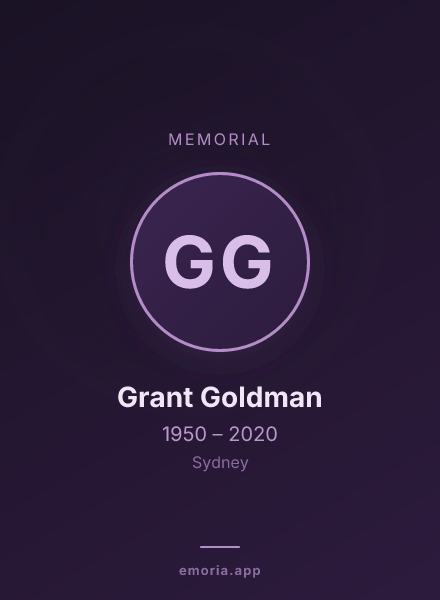 Memorial portrait of Grant Goldman