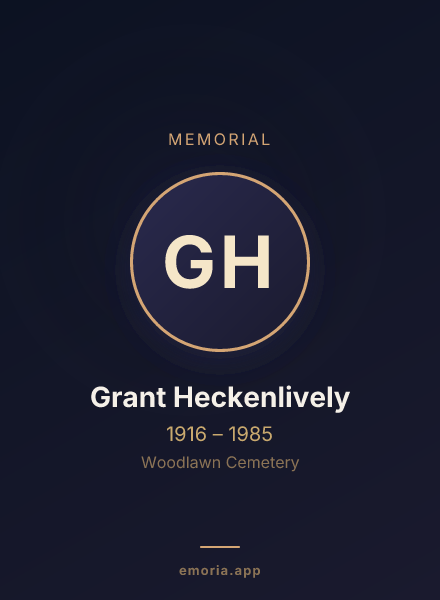 Memorial portrait of Grant Heckenlively
