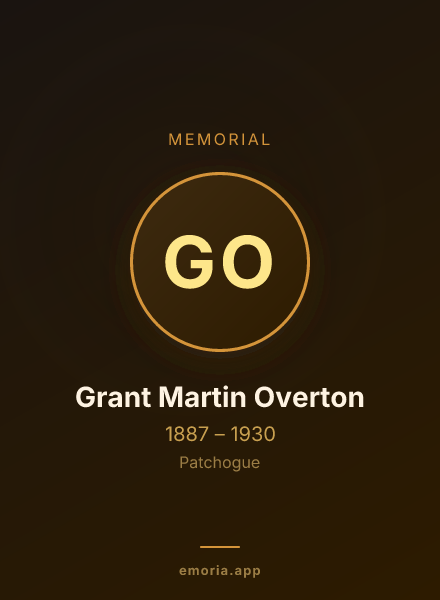Memorial portrait of Grant Martin Overton