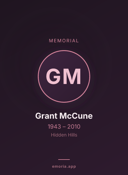 Memorial portrait of Grant McCune