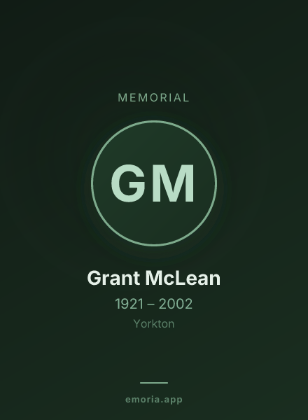 Memorial portrait of Grant McLean