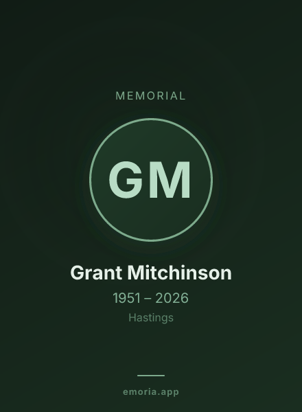 Memorial portrait of Grant Mitchinson