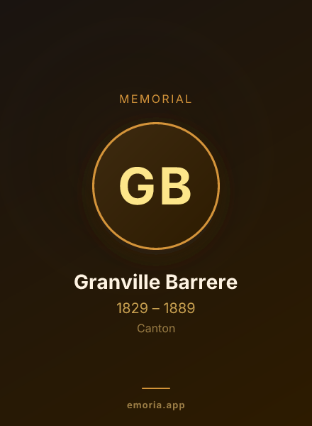 Memorial portrait of Granville Barrere