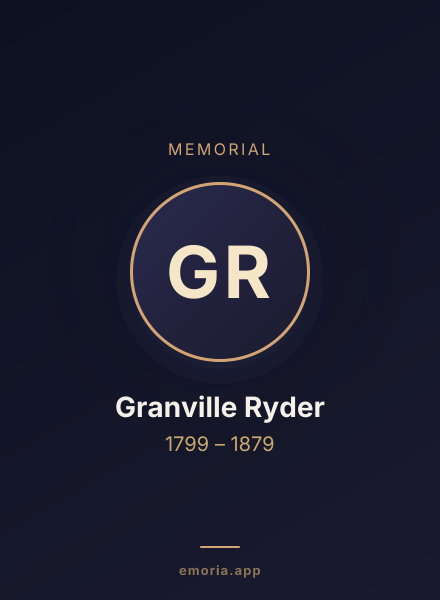 Memorial portrait of Granville Ryder