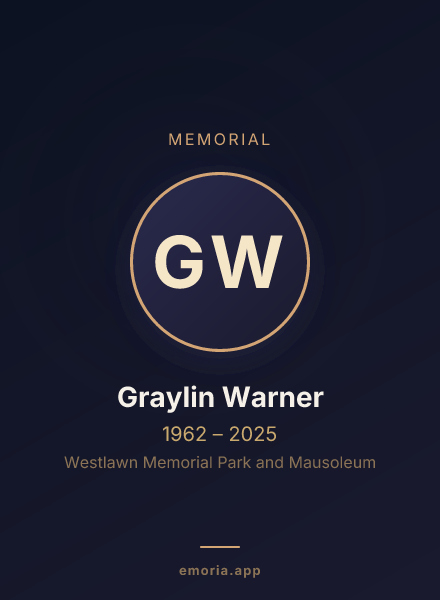 Memorial portrait of Graylin Warner