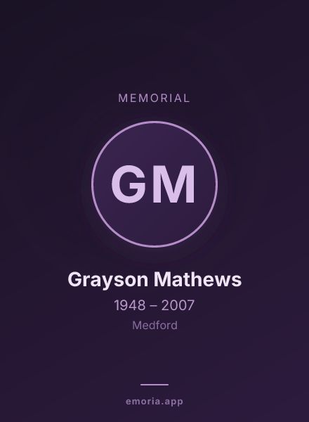 Memorial portrait of Grayson Mathews