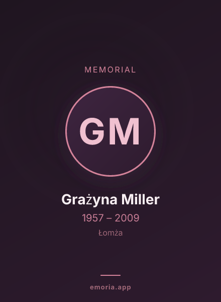 Memorial portrait of Grażyna Miller