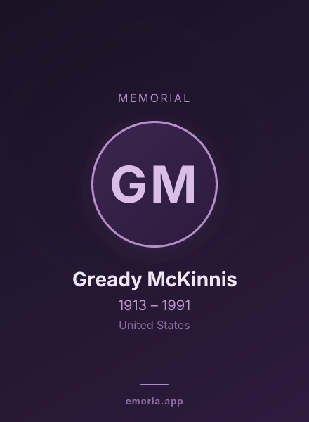 Memorial portrait of Gready McKinnis