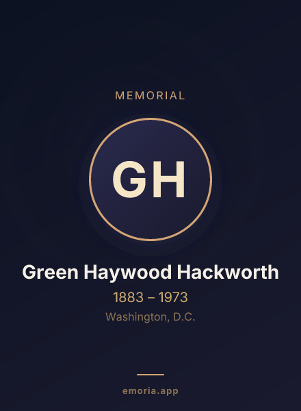 Memorial portrait of Green Haywood Hackworth