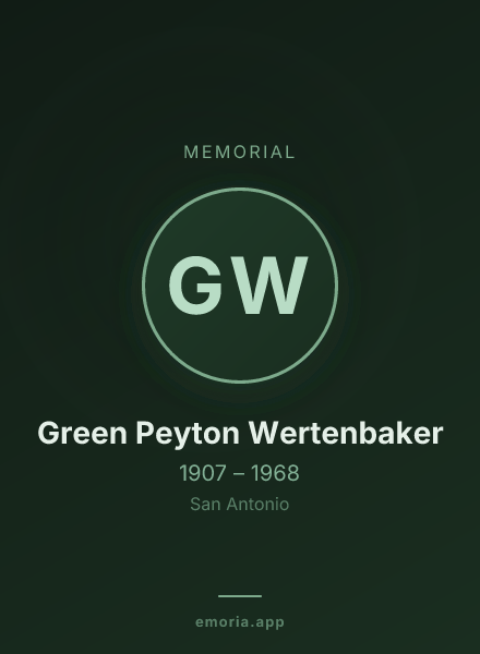 Memorial portrait of Green Peyton Wertenbaker