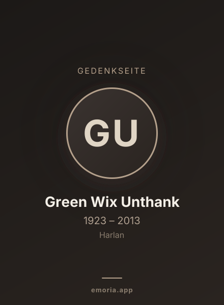 Gedenkportrait von Green Wix Unthank