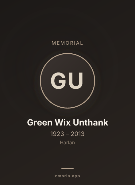 Memorial portrait of Green Wix Unthank