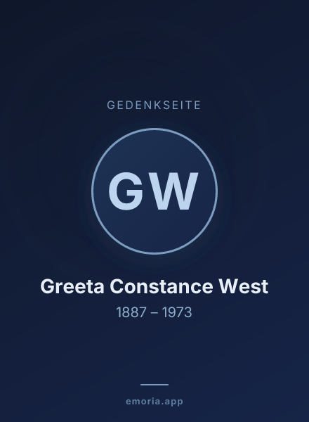 Gedenkportrait von Greeta Constance West