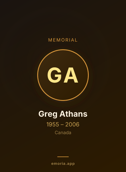 Memorial portrait of Greg Athans