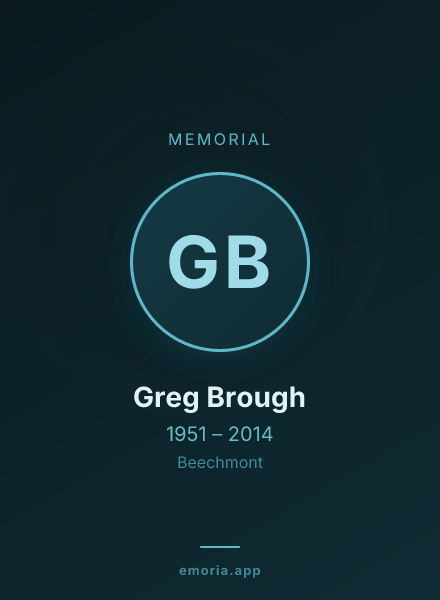 Memorial portrait of Greg Brough