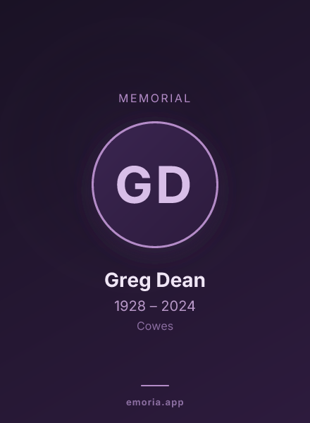 Memorial portrait of Greg Dean