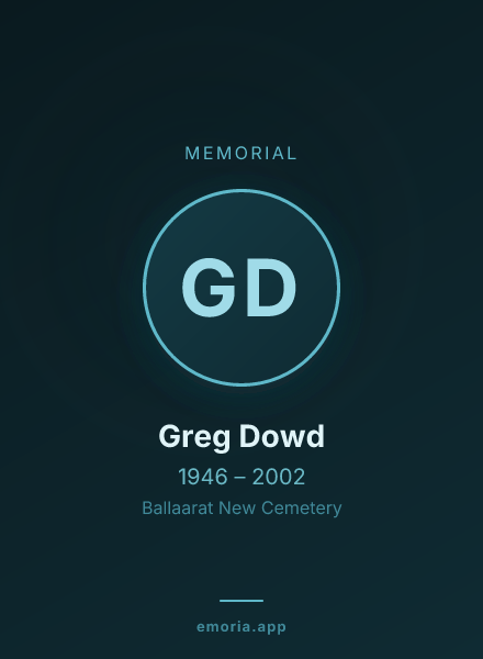 Memorial portrait of Greg Dowd
