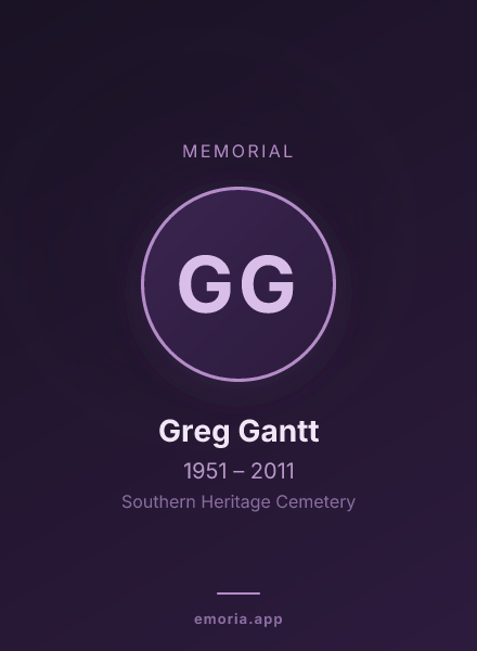 Memorial portrait of Greg Gantt