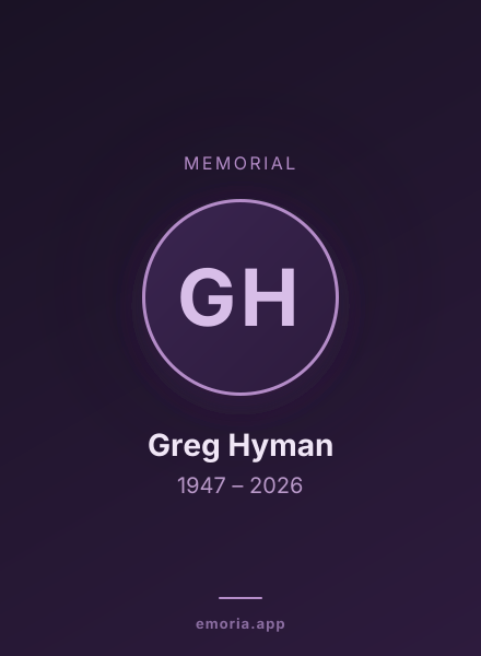 Memorial portrait of Greg Hyman