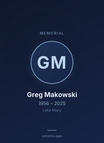 Memorial portrait of Greg Makowski