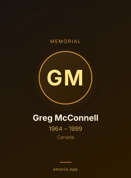 Memorial portrait of Greg McConnell