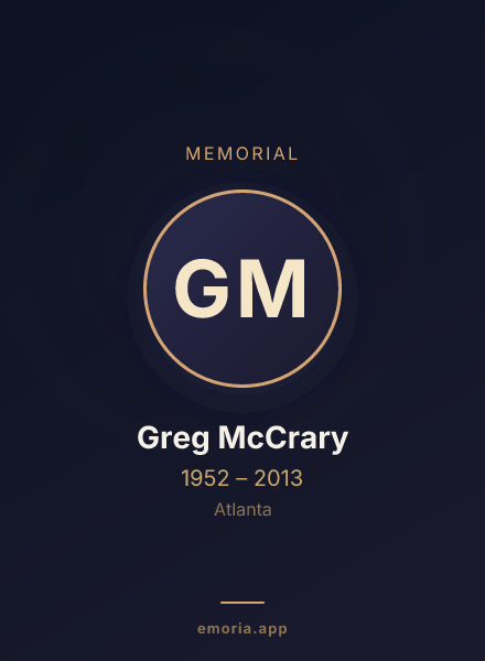 Memorial portrait of Greg McCrary