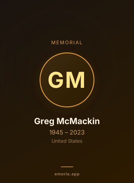Memorial portrait of Greg McMackin
