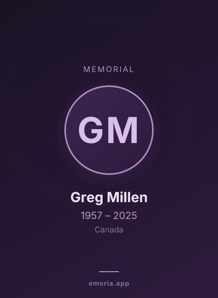 Memorial portrait of Greg Millen